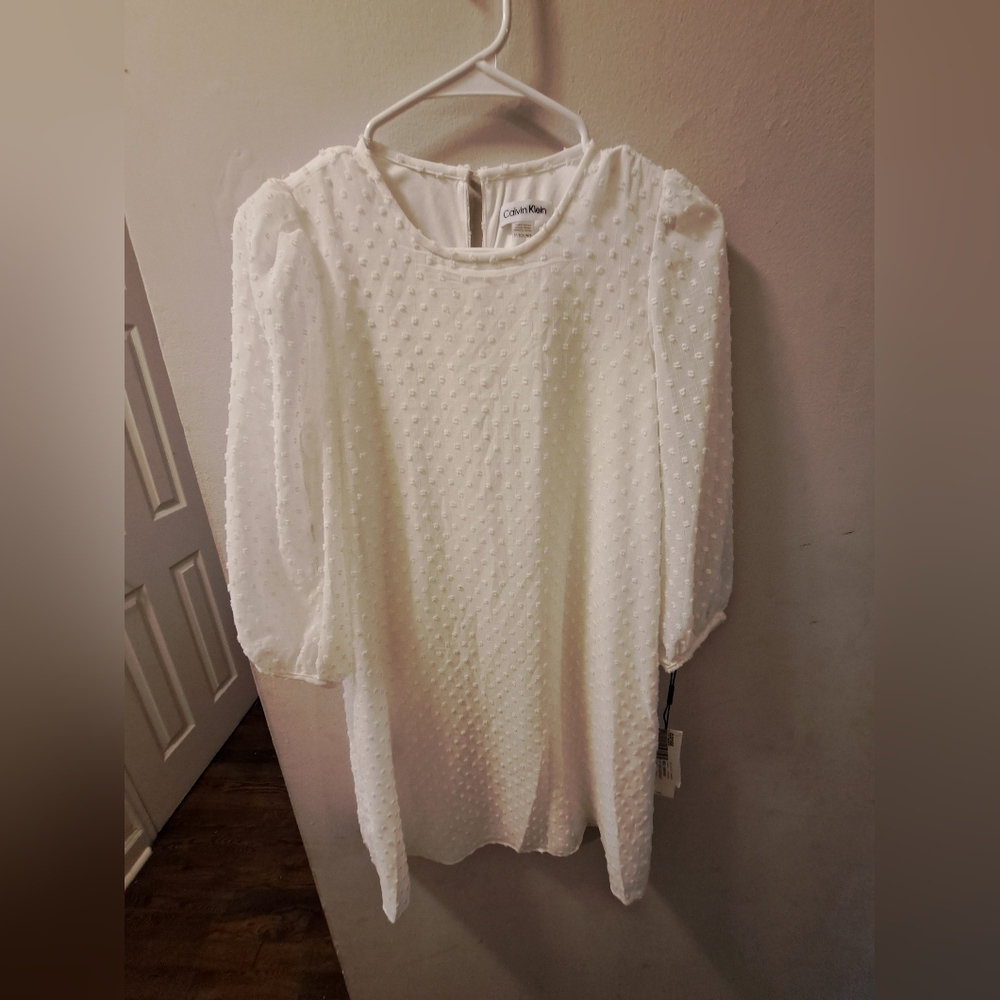 Calvin Klein, NWT, Women's, Dress, Long-sleeved, Size 8, Color White